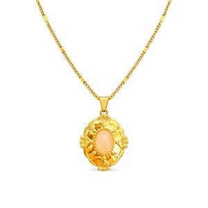 Gold Oval Cabochon Pendant Necklace